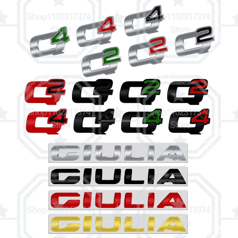 Lega di metallo per Alfa Romeo Giulia Q2 Q4 emblema decorazione Auto posteriore tronco distintivo adesivo accessori Auto