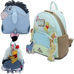 Hot Disney Winnie Bear And Friends Mini zaino donna Pu Leather doppia borsa a tracolla Cartoon Eeyore Tigger periferiche