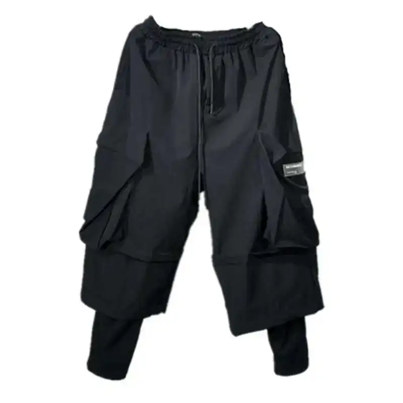 Men Sports Dark And Personality Spring Autumn Two-Piece Original Fake Harun Trousers Street Fashion Brand Hip Hop Cargo Pants