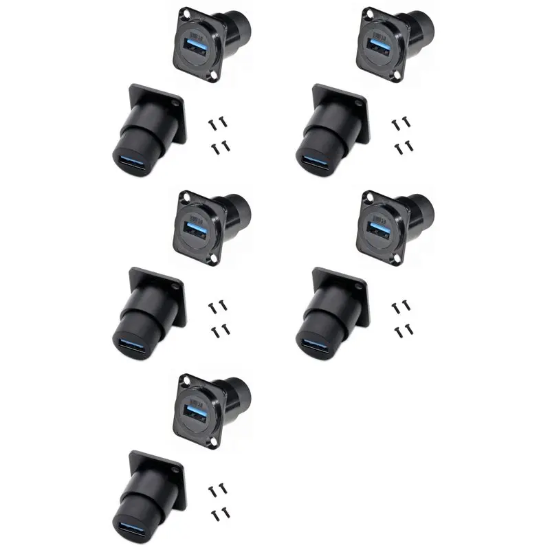 QWE-10Pcs D Type Metal USB3.0 Socket Female To Female USB 3.0 Connector D-Type USB Panel Mounting Solderless Signal Coupler