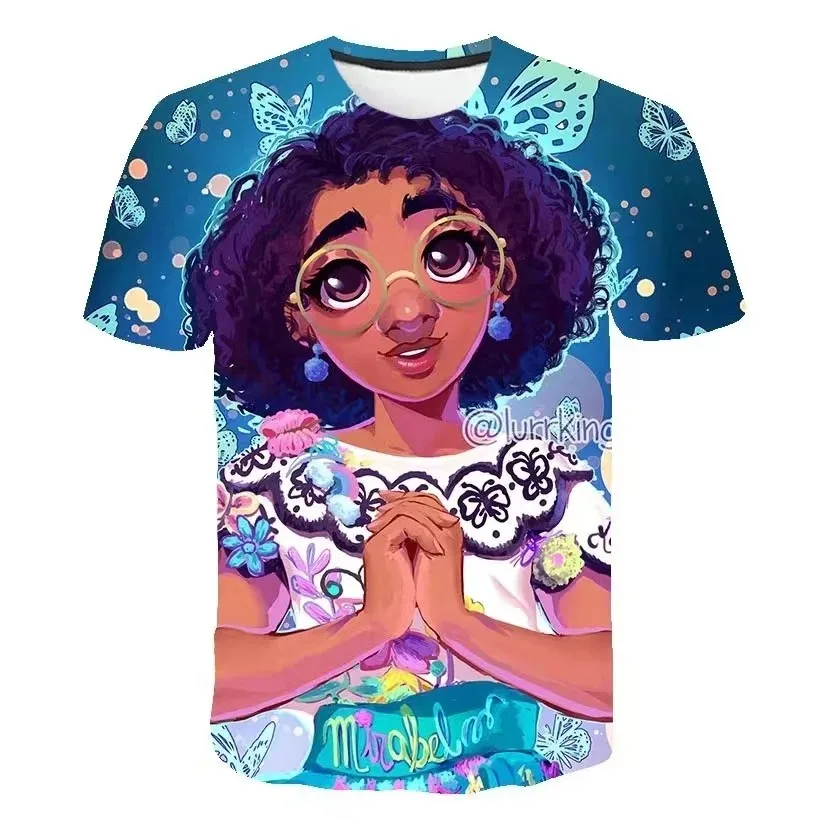 Camisetas de Disney Encanto Mirabel para niñas, ropa informal de manga corta con dibujos animados, 24 estilos, moda de verano