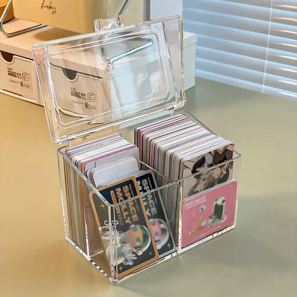 New Large Plastic Cards Cases Folder Flip-Top Desk  ID Card Business Card Storage Box Organizer Transparent Packaging Boxes