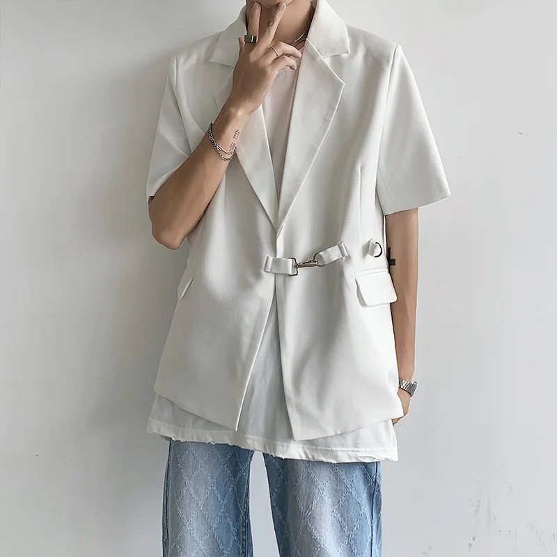 

Casual ort Sve Men's Suit Trendy Design Loose Fit Haome Outerwear Spring Summer Youth ular Pure Color Flat Collar