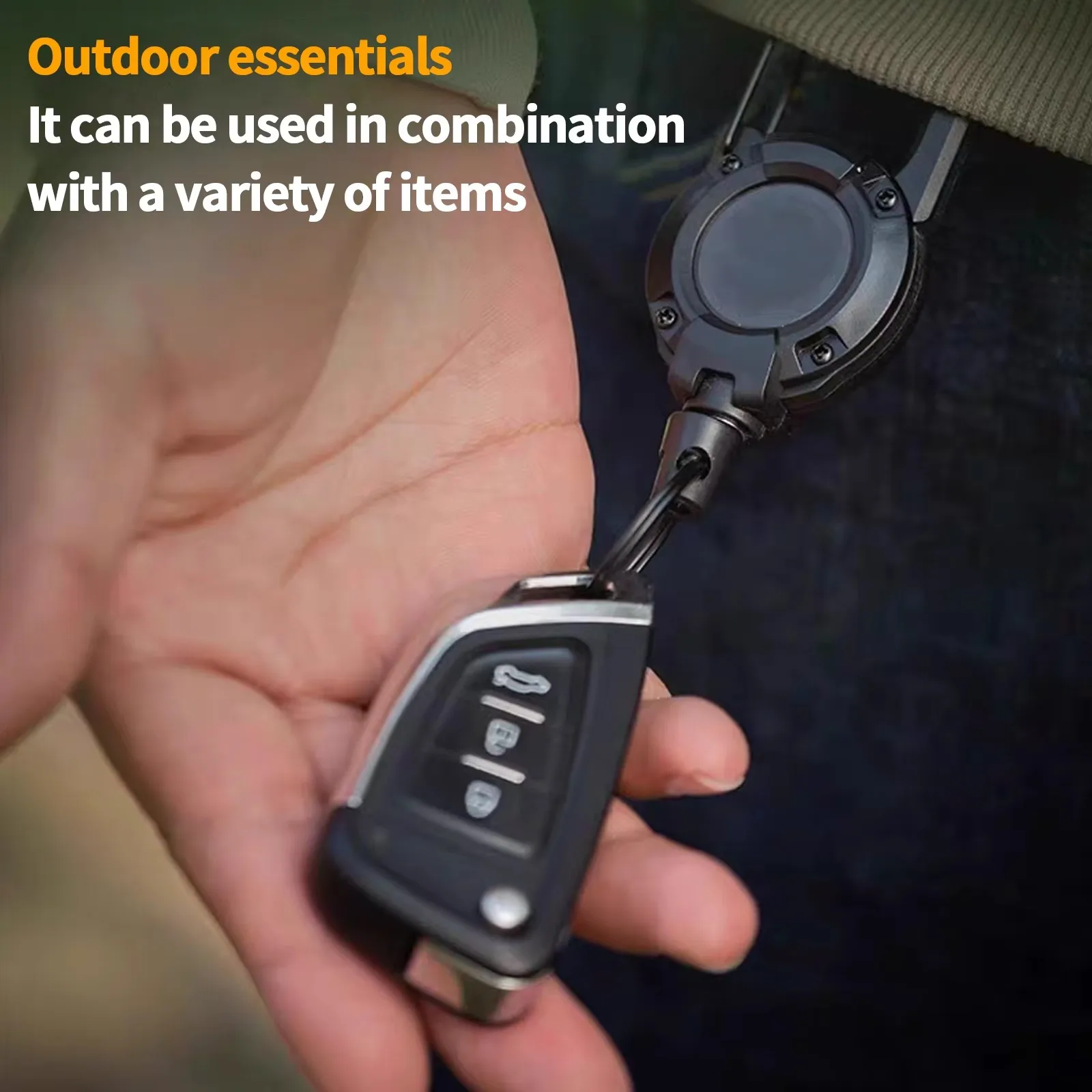 1/2/5Pcs Retractable Buckle Heavy Duty Pull Reel Carabiner Key Chains Strong Steel Wire Rope Buckle Backpack Key Hanging Buckle