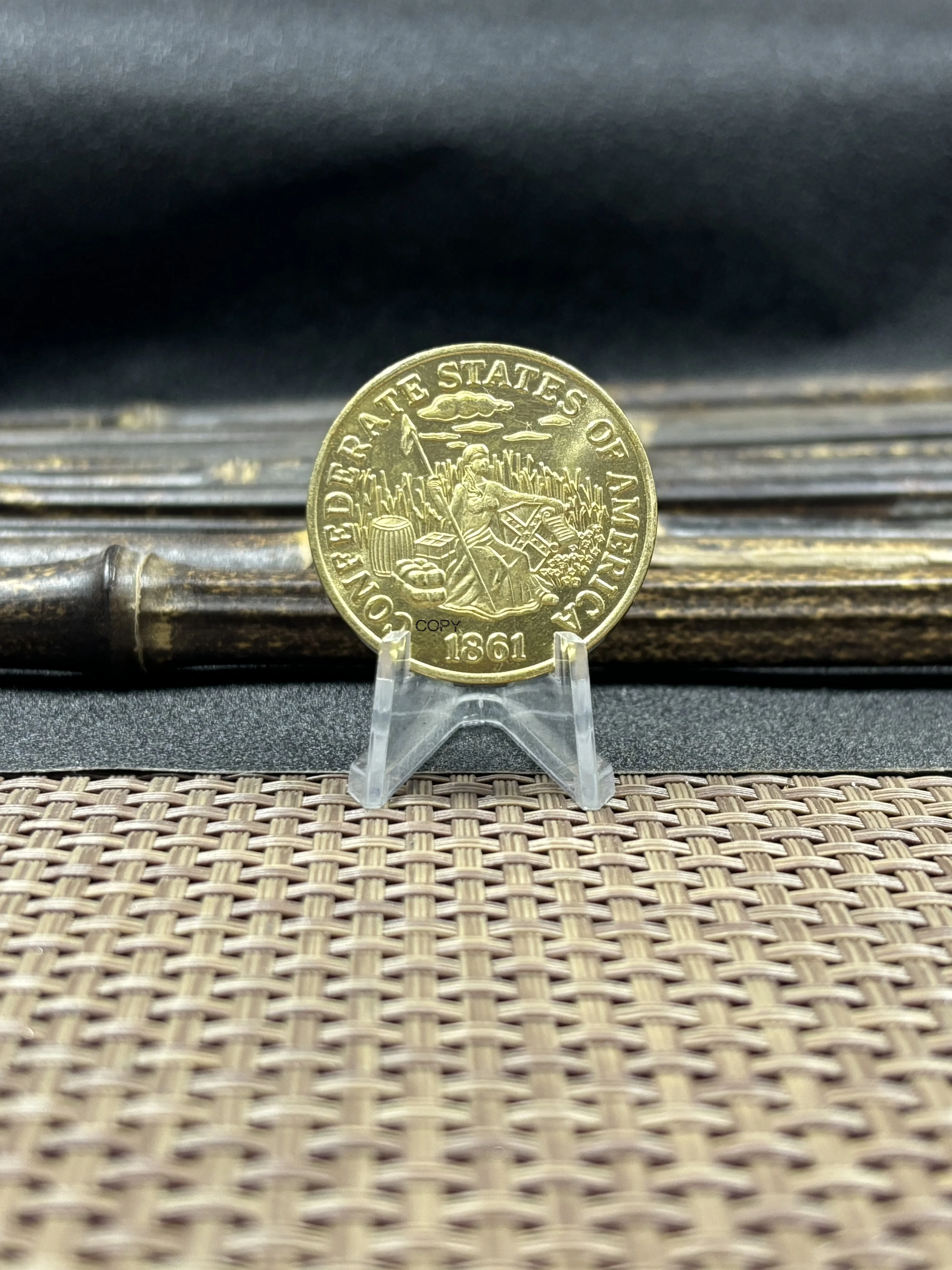 US 1861 20 Twenty Dollars CSA Confederate United States Gold Brass Metal Copy Commemorative Coin Ww2 Moneda Collectible Coins