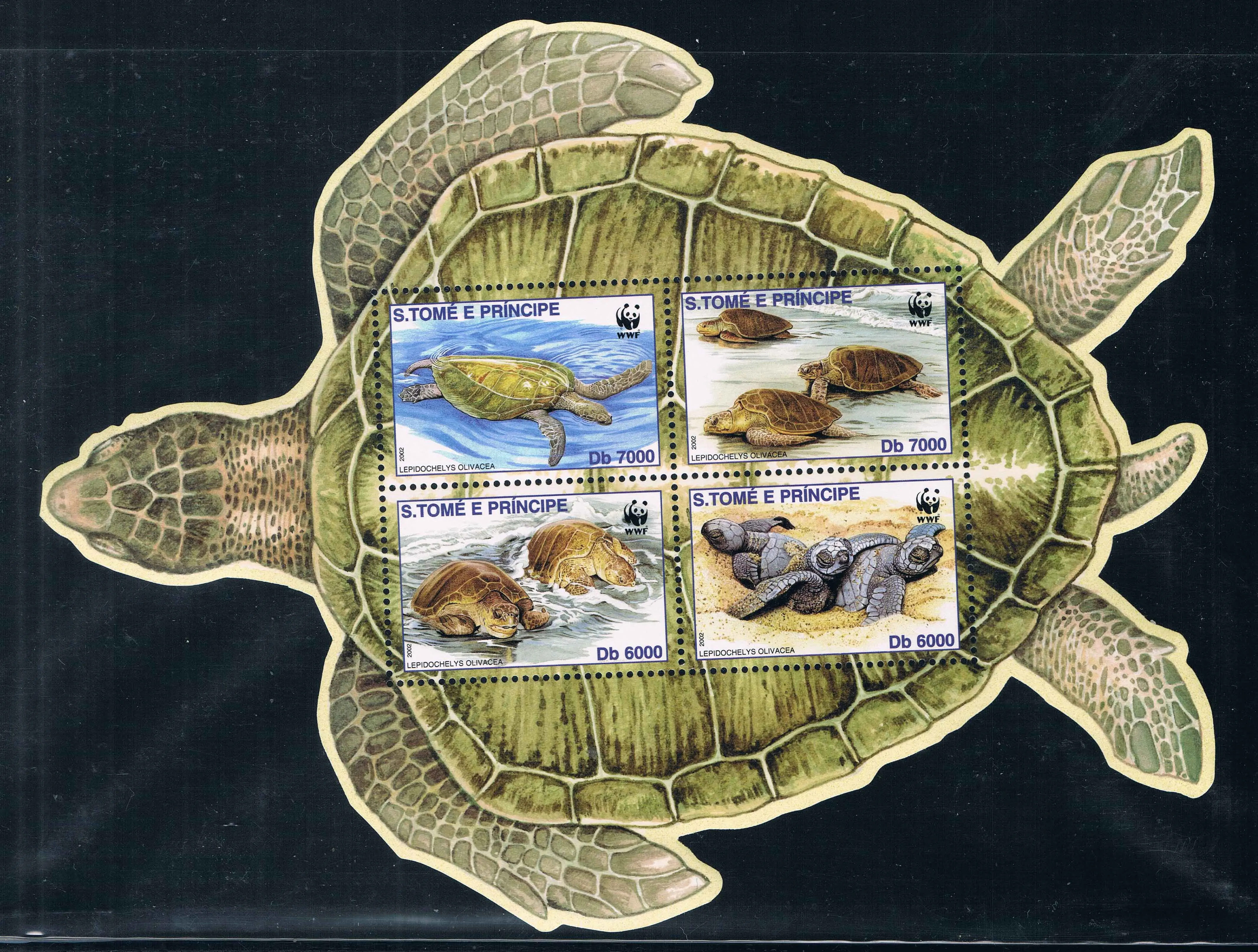 Sellos postales de Sao Tome y principio Y2002, hoja extraterrestre de tortuga marina Animal, 4 nuevos sellos postales coleccionables, Material para álbum de recortes