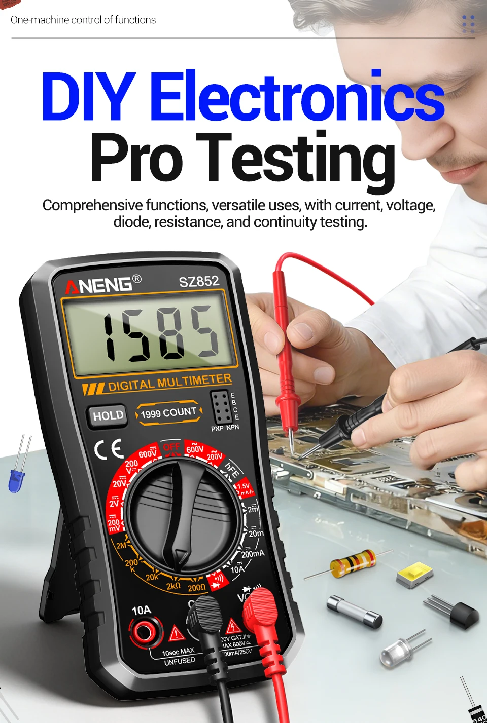 ANENG SZ852 Digitalmultimeter 1999 Zähler AC/DC Spannung/Strom Widerstand Batterie Multiparameter-Messgerät Elektrowerkzeug – Detail 3