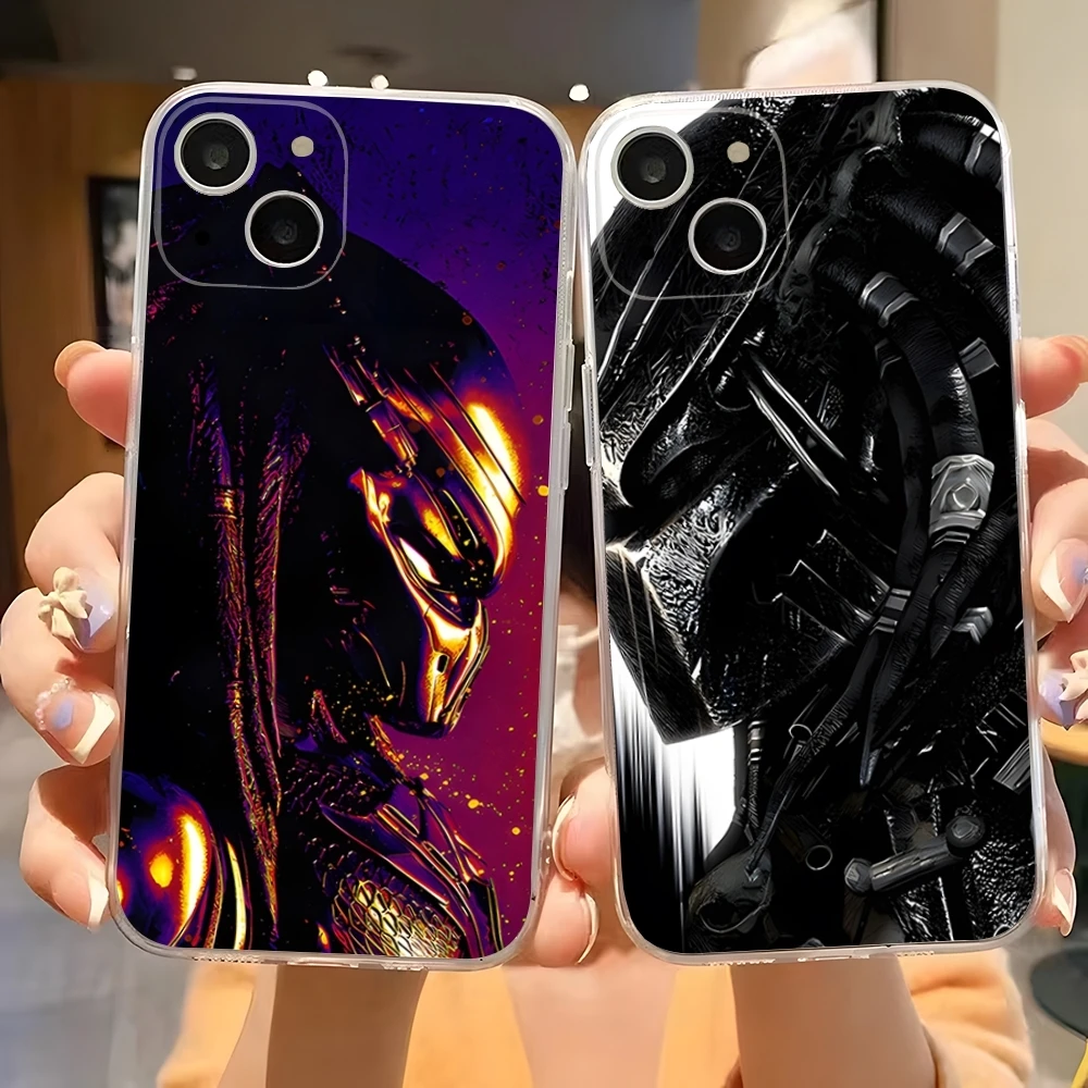 Alien Vs Predator Painted Phone Case For Iphone 15 Pro Max 14 Plus 11 12 Mini 13 Pro 7 8 X XR XS SE Transparent Back Cover