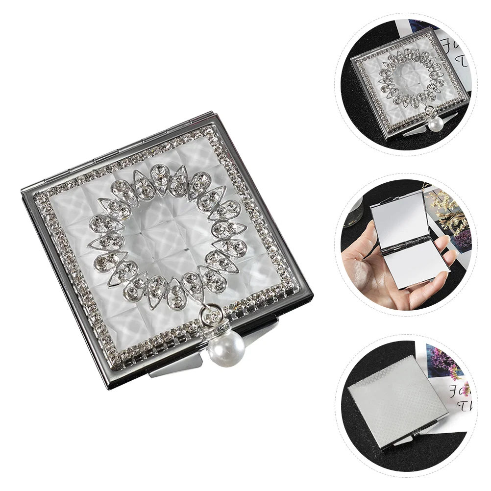 

Folding Vanity Mirror Portable Makeup Handheld Metal Small Mirrors Travel Compact Pocket Vintage Carry