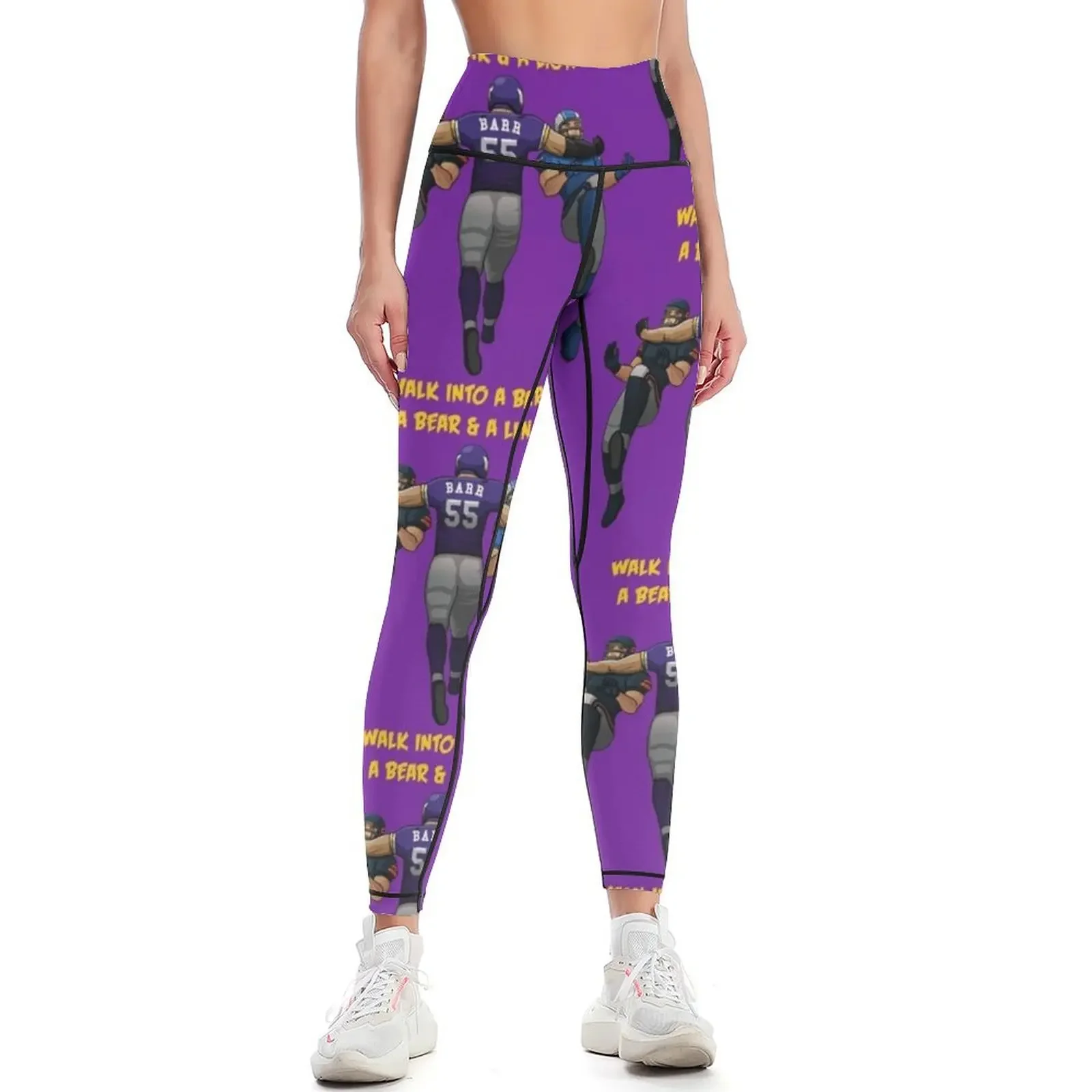 

A Bear & A Lion Walk Into A Barr Leggings Fitness woman high waist Female legging pants Womens Leggings