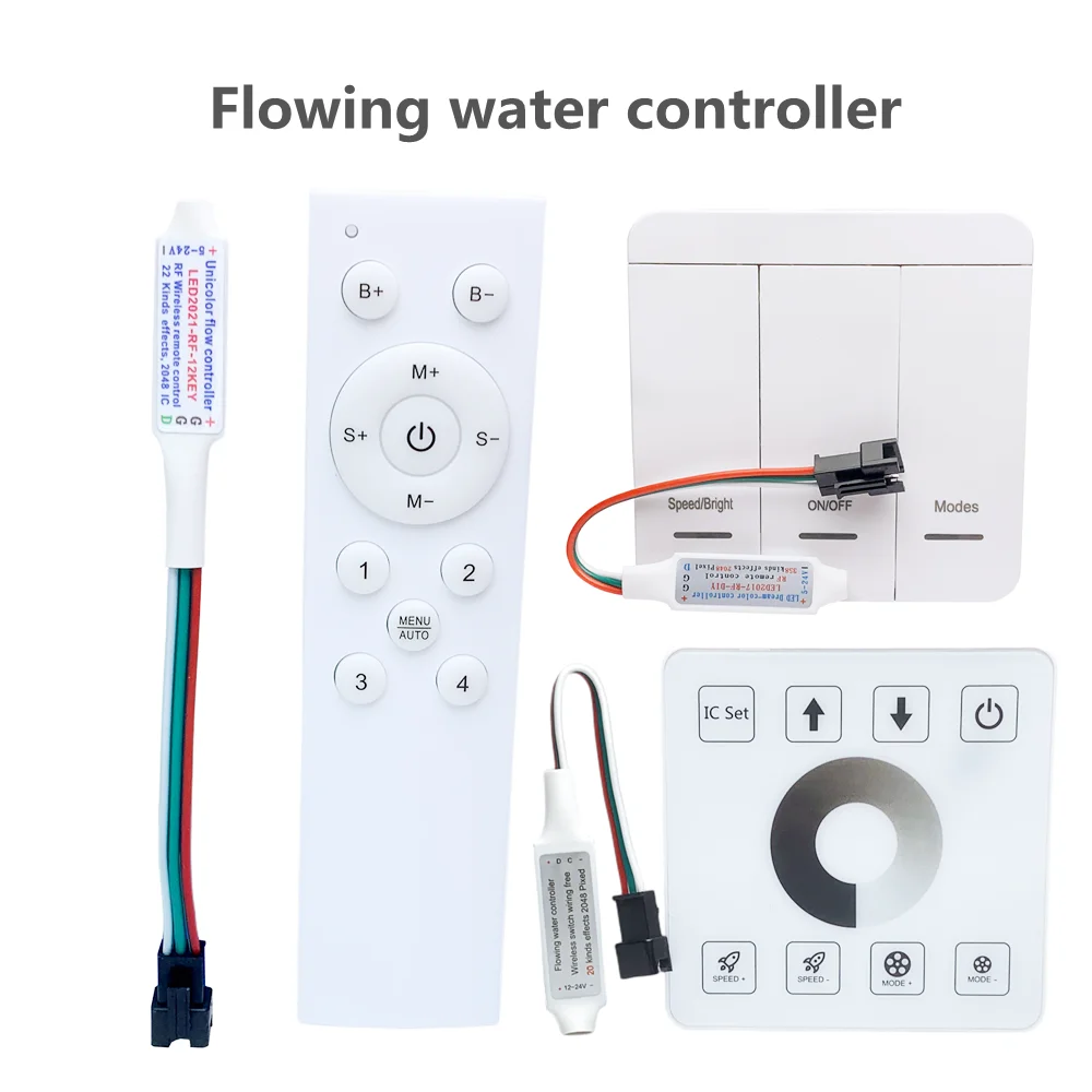 WS2811 LED Pixel Strip Controller For Running Water Flowing Horse Race Strip Light DC12-24 RF Wireless Touch/Button/Remote Panel