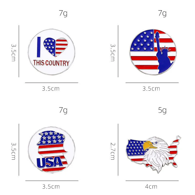 New American Independence Day Flag Series Badge Statue of Liberty Brooch Clothes Bag Hat Pin Accessories