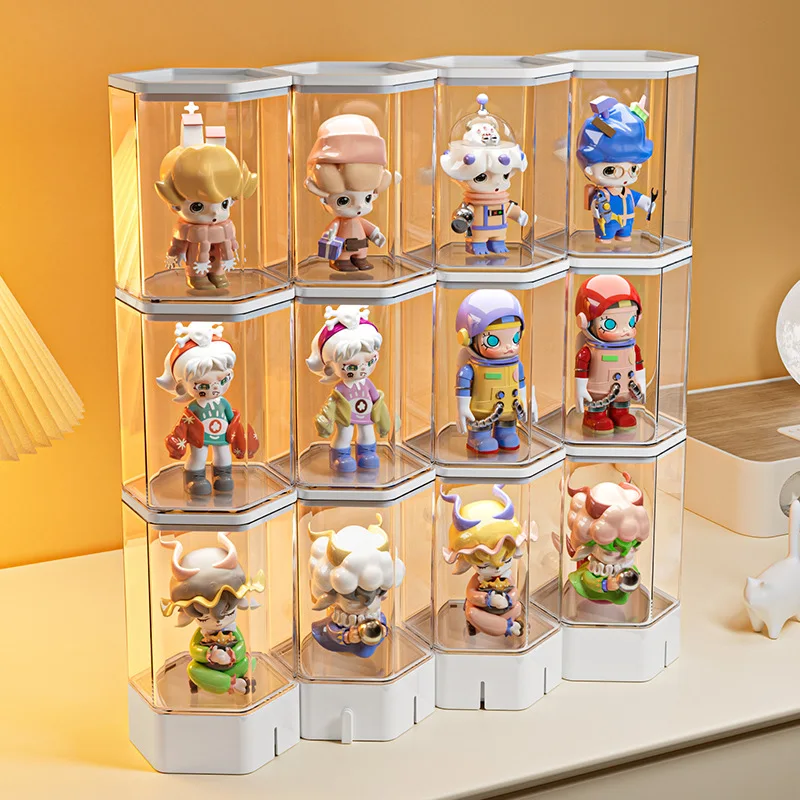 

Blind Box Storage Box Handmade Display Stand Transparent Plastic Makeup Organizer Desktop Storage Case Cartoon Animal Display