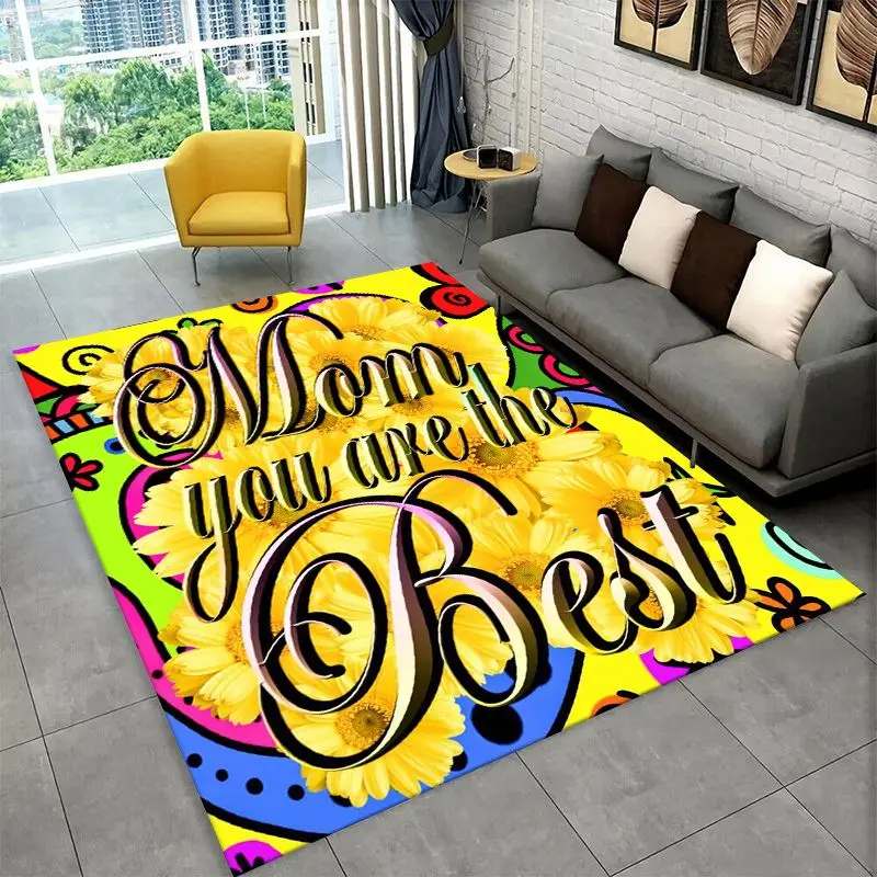 Gift Thanks To My Mom Mother Letter Present Large Area Rug Non-slip Carpet for Bedroom Living Room Sofa Home Decor Floor Mat