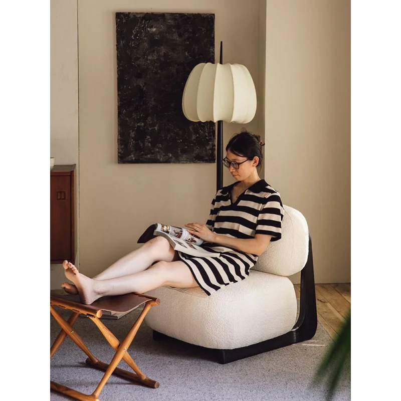 custom.ATUNUS Wabi Sabi Style Sofa Chairs Patio Lounge Chair Modern Nordic Wooden High Single Chair Living Room Furniture
