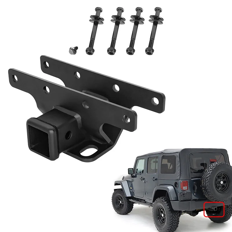 1Set Rear Towing Trailer Hitch Receiver For Jeep Wrangler JK/JL/JT2007-2023 Steel Tow Connector Traction Accessories