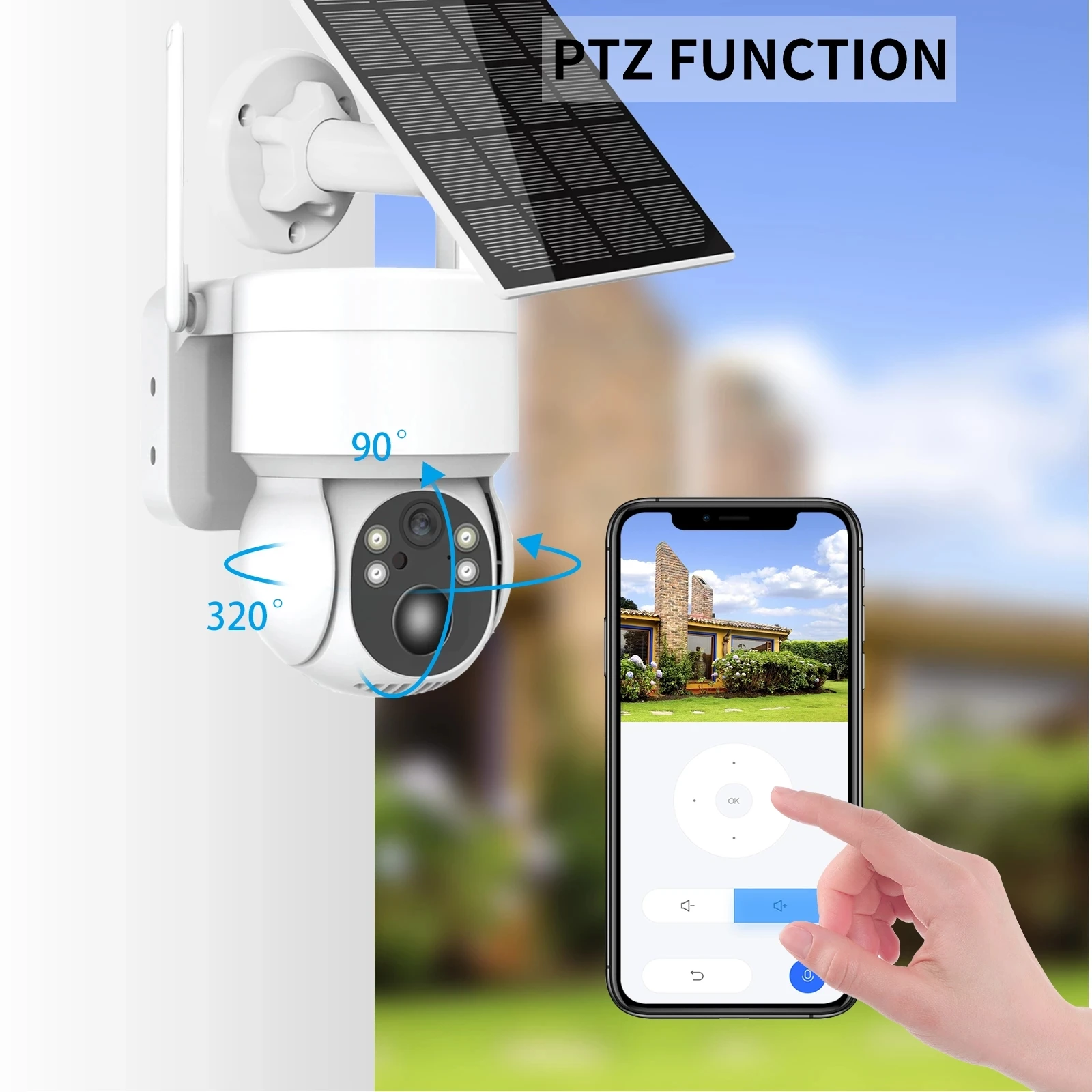 ICSEE-Solar WiFi PTZ Câmera de Vigilância IP, Segurança Sem Fio, Bateria, Ao ar livre, Visão Noturna, Detecção PIR, Potência, 4MP