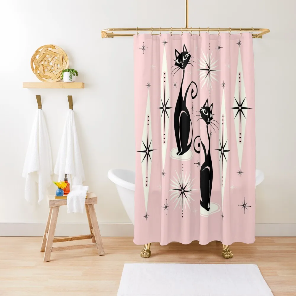 

Mid Century Meow Retro Atomic Cats LG studioxtine Shower Curtain Shower For Bathroom Shower For Bathroom Set Curtain