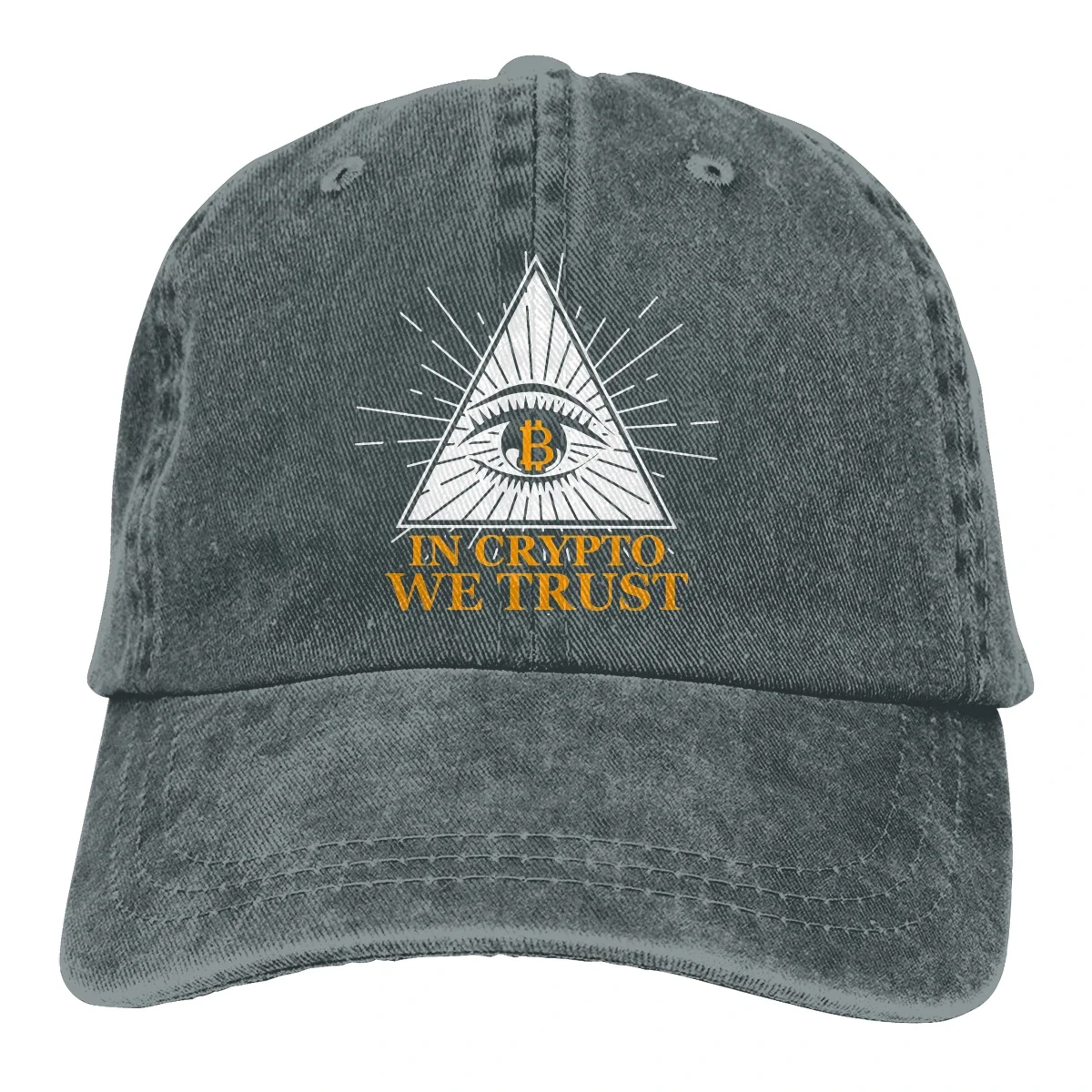 Washed Men's Baseball Cap In Crypto We Trust Eyes Trucker Snapback Caps Dad Hat Bitcoin Miners Meme Golf Hats