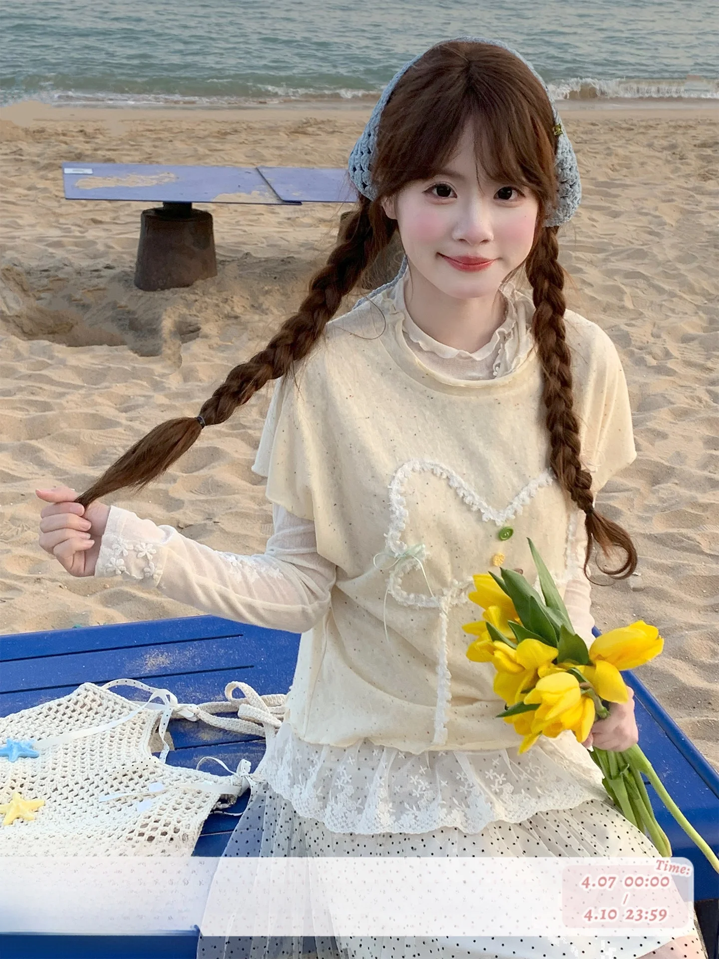 

T-irt Me Skirt Set Summer Casual Loose Fit Polka Dot Netting Skirt Cute Versatile Base irt Girls Faion