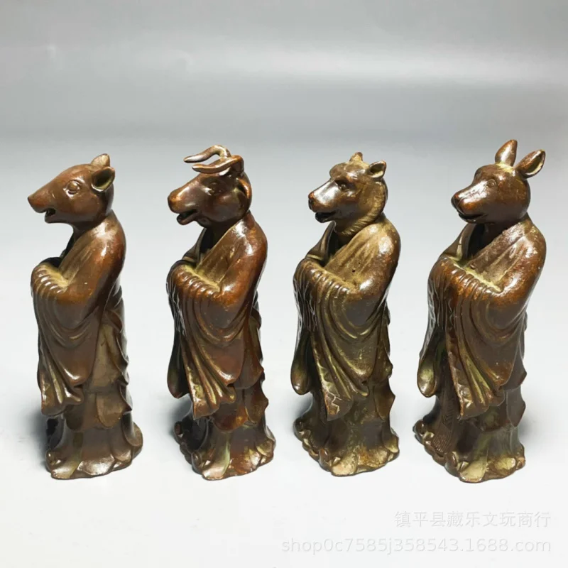 Complete set of twelve zodiac animals: rat, cow, tiger, rabbit, dragon, snake, horse, sheep, monkey, chicken, dog, pig, alloy co