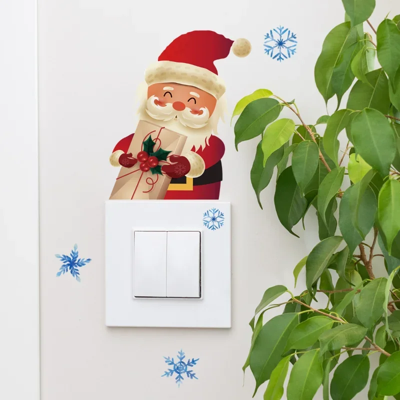 Luminous Santa Claus Switch Sticker, Christmas Home Decoration, Bedroom, Living Room Decor, Wallpaper, Glow in the Dark, Wall De