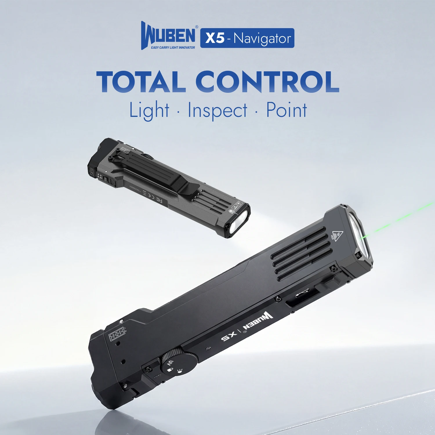 

WUBEN X5 UV&White&Green Beam 1300Lumens Pocket EDC Flashlight Type-C Rechargeable Bulit-in Battery