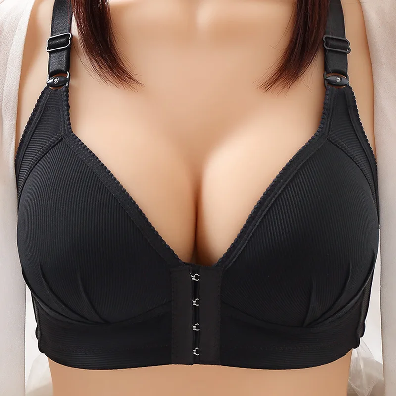 Mom Bra Large Size Non-steel Ring Beautiful Back Underwear Thin Section Glossy Breathable Gathering Breasts Traceless Undershirt