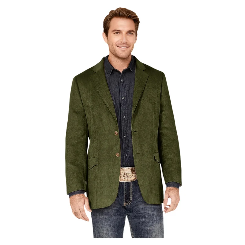 

Men's Vintage Casual Work Wear Corduroy Suit Blazer Jacket Sport Coat