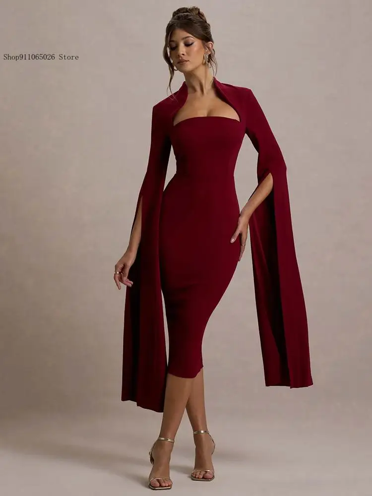 Simple and Stylish Long Sleeve Midi Dress for Women Perfect for Casual and Workwear Ideal for Autumn and Winter
