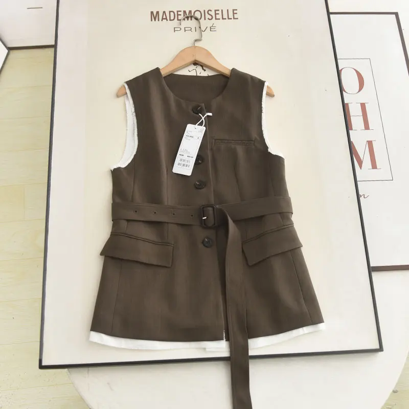 

Faionable round Ne Slim Fit Commute Ready ex Vest Jaet Svel Waist Cinched Busin Casual Sle Autumn 2025