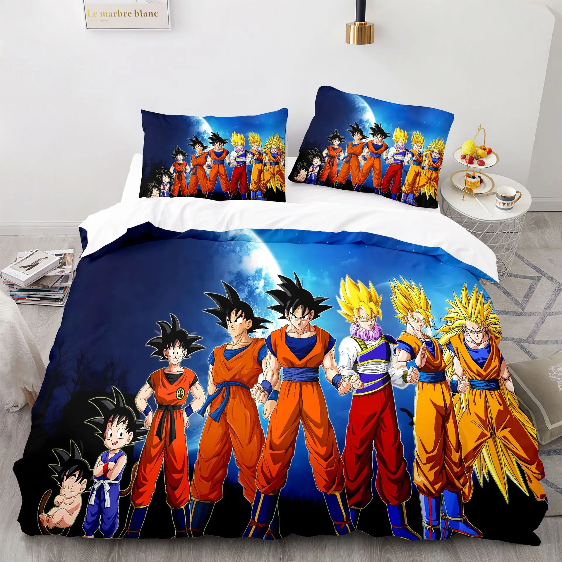 Japan Anime D-Dragon Bedding Set,Ball Z Goku Quilt Cover Pillowcases Otaku Single Double Children Adult Anime Lover Gift