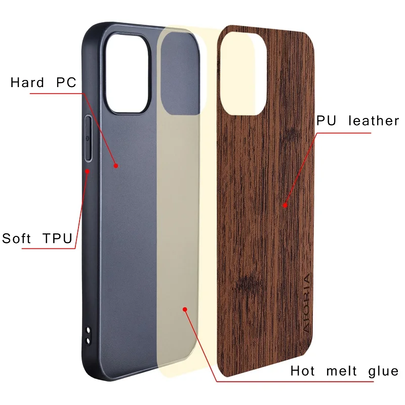 Case for iPhone 15 16 14 13 12 11 Pro Max Mini XR X XS Max Plus funda bamboo wood pattern Leather cover Luxury coque case capa