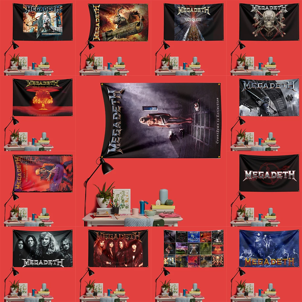 Megadeth Inspired Rock Music Flag 3x5 FT 90x150cm Polyester Decorative Banner Tapestry For Music Fans Bedroom Wall Decoration
