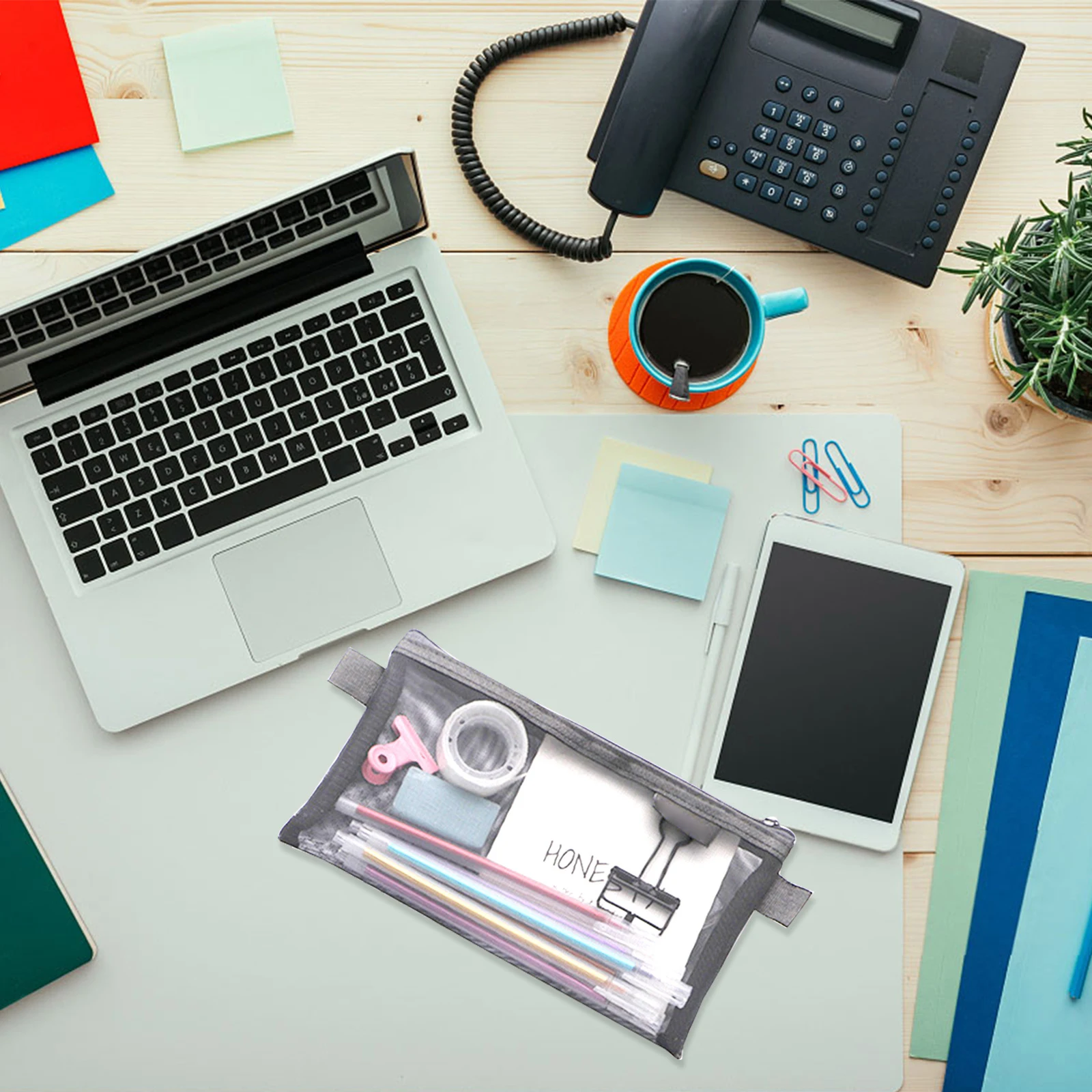 

3Pcs Transparent Pen Storage Bags Portable Stationery Containers for School and Work Assorted Colors Transparent Pen Bags