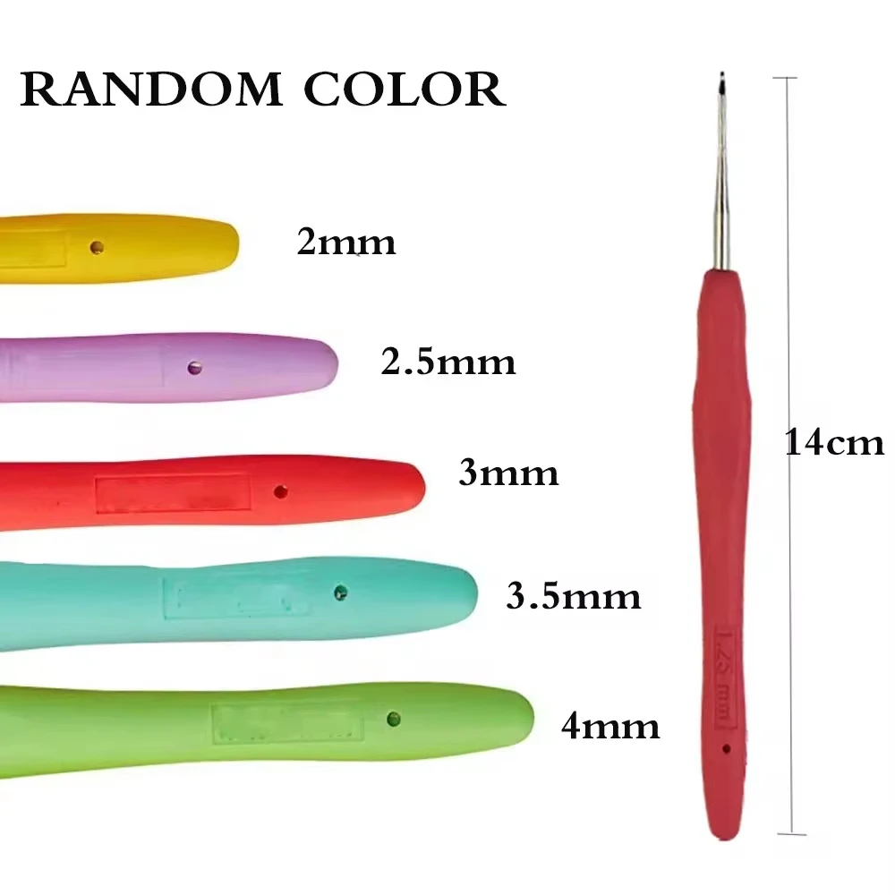 5 pz/set Set di uncinetti ergonomici 2-4mm manico in gomma ferri da maglia in alluminio per uncinetto filato