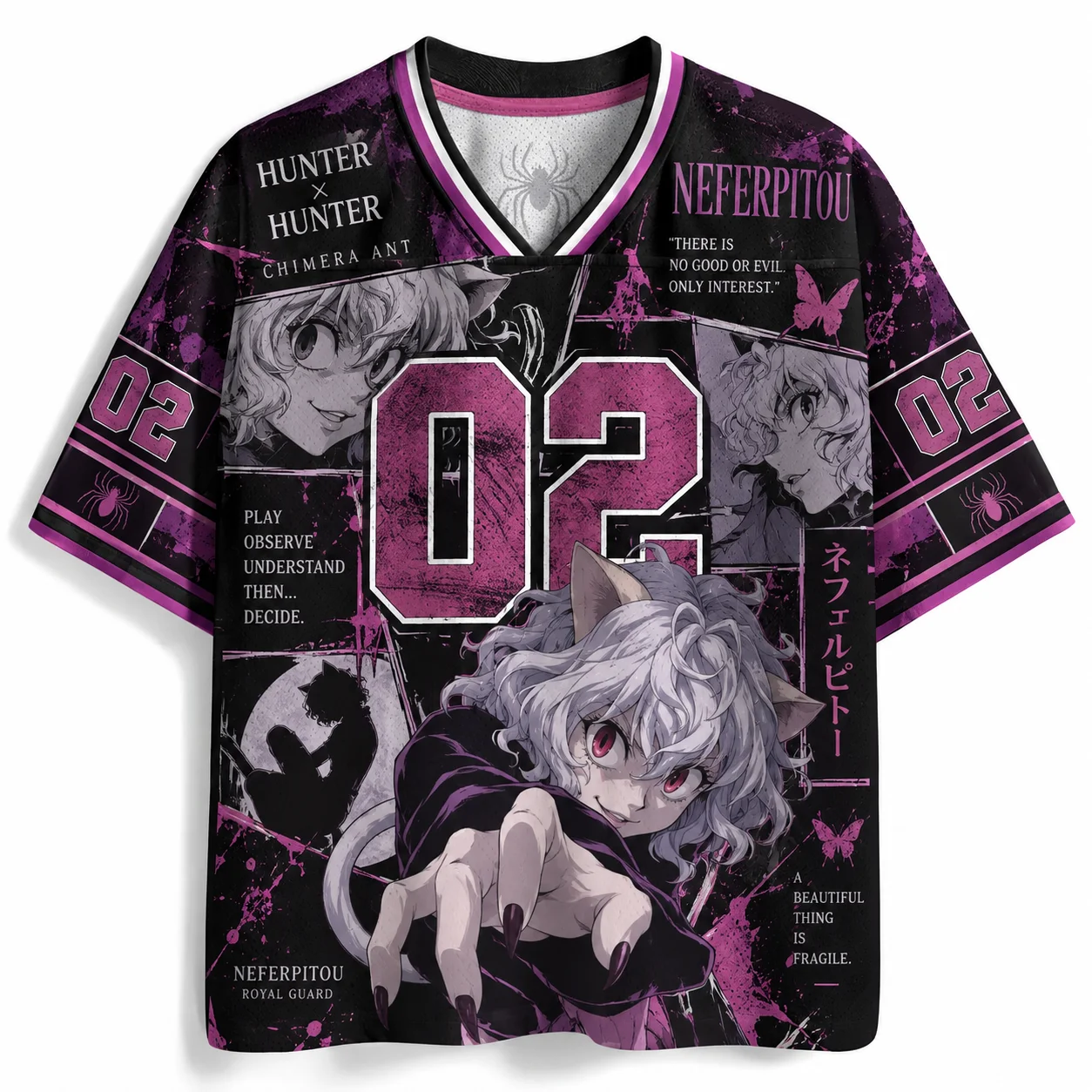 Full Time Hunter Nifedita 02 Mesh Shirt Men's and Women's Short Sleeves Full Print Anime Street Hip Hop Loose Cosplay Top