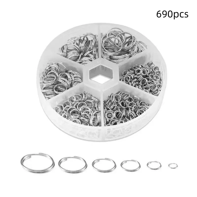 500/690pcs Ferroalloy Double Loop Open Rings for DIY