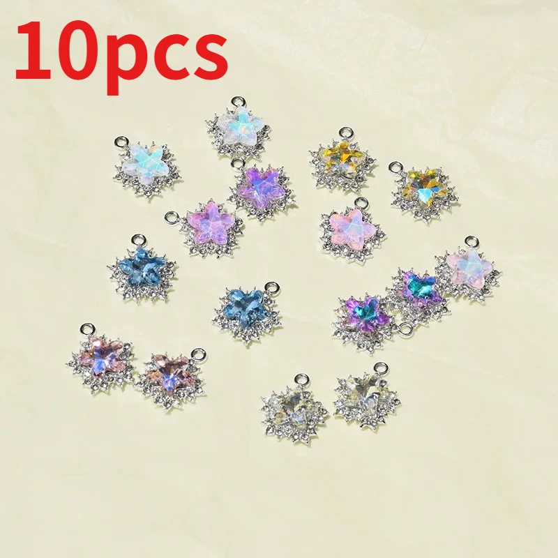 

10 шт. красочные подвески в виде снежинок и звезд для серег, браслетов, аксессуаров, оптовая продажа.