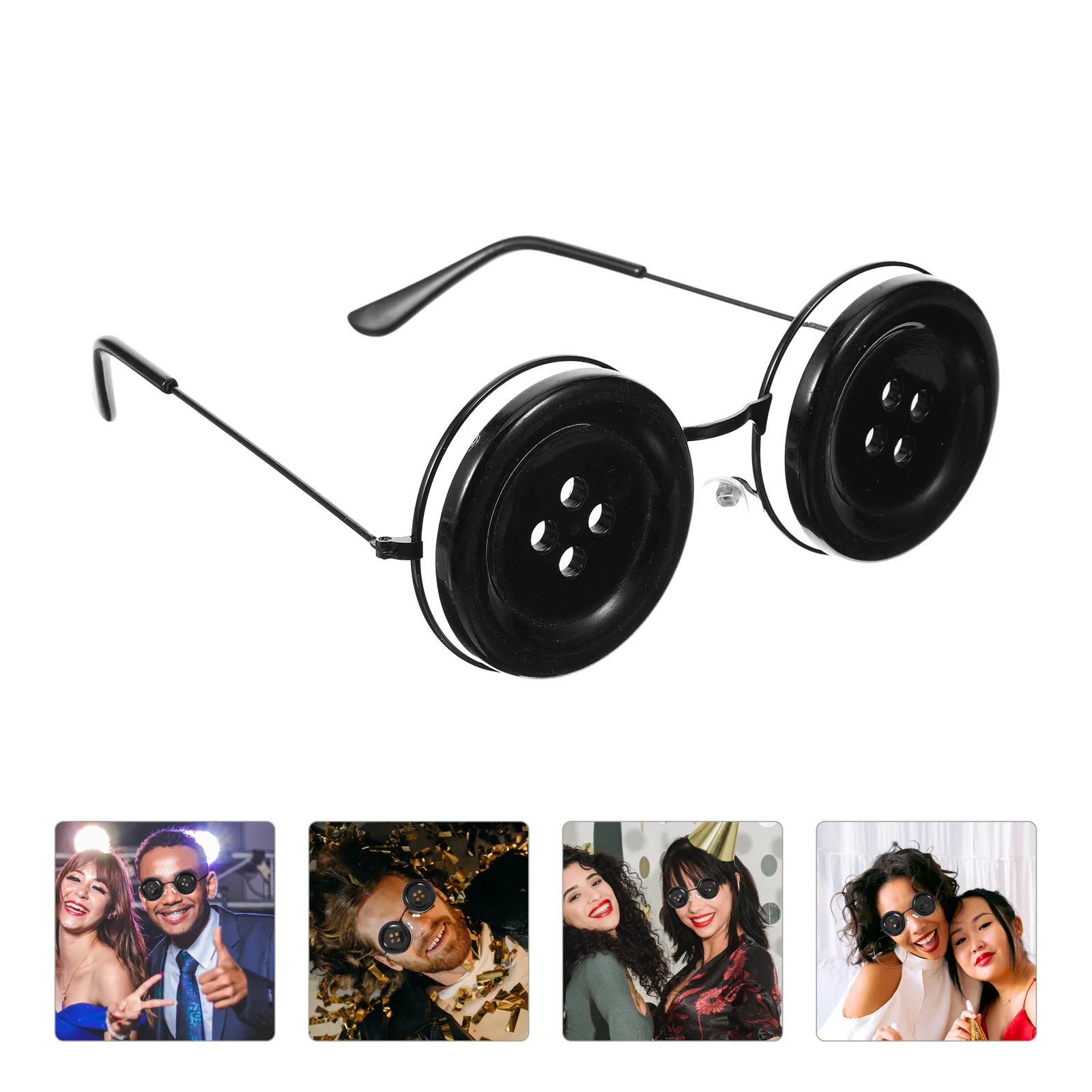 Button Glasses 90s Sunglasses for Women Necklace Party Plastic Halloween Eyeglasses Funny