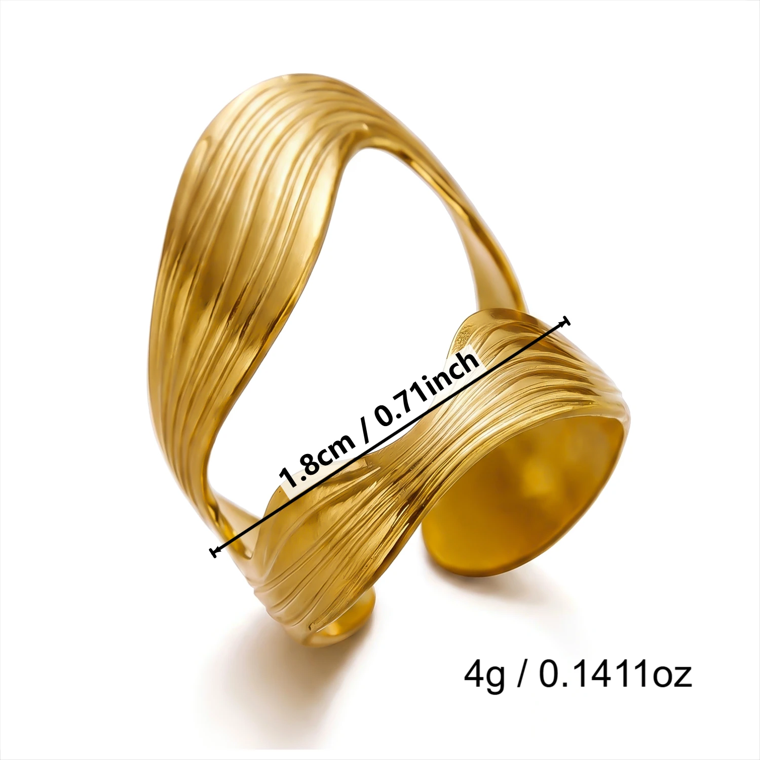 Gmai Zierliche geometrische PVD-beschichtete Edelstahlringe für Damen, Vintage-Ring mit Blumen-, Muschel- und Blattmotiv, unregelmäßiger Ring, Party-Schmuck, Geschenk – Detail 13