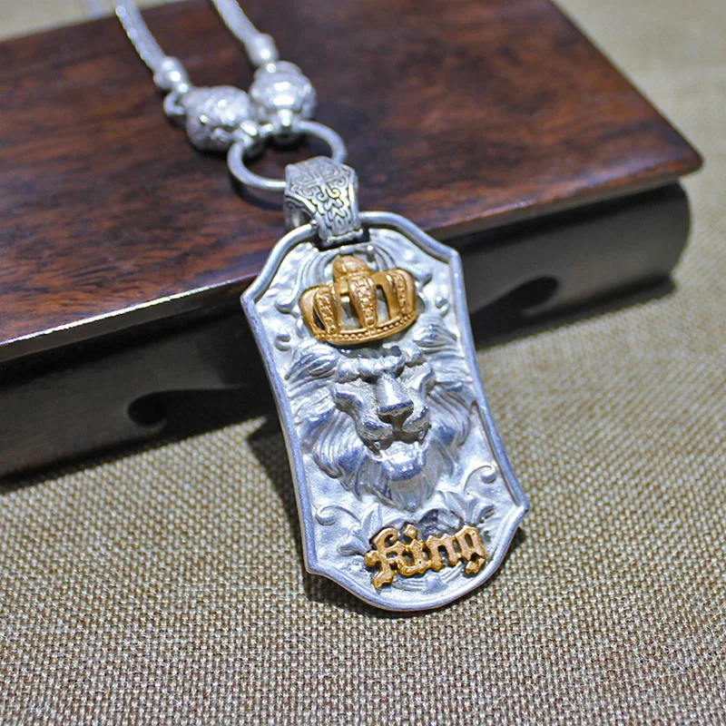 

Кулон-подвеска с зодиакальным знаком для женщин, ручной работы, серебряный, в виде льва, для мужчин, цепочка для свитера