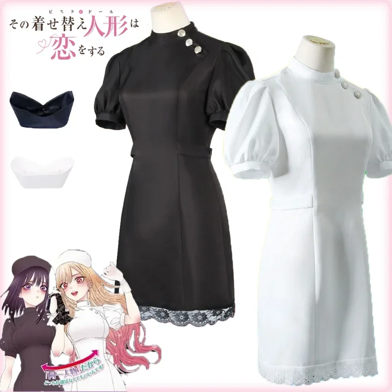 

2025 My Dress Up Darling Marin Kitagawa Cosplay Costume Black White Nurse Dress Uniform Suit Halloween Party Girls Outfits