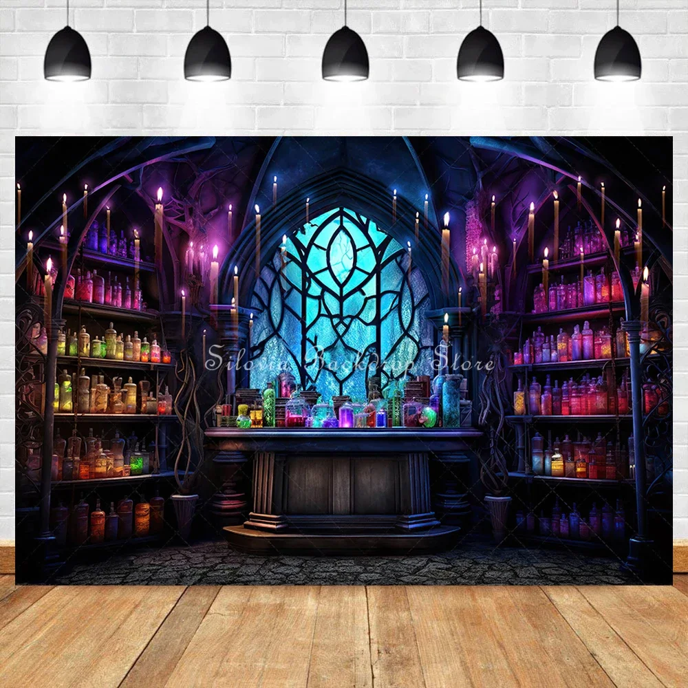 Halloween Photo Background Magic Potion Room Theme Photo Studio Props for Kids Portrait Cake Smash Photography Backdrops