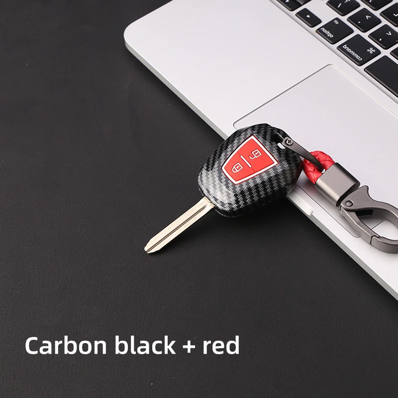 ABS Carbon Car Key Case Cover Shell Skin Holder Fob Bag Set For Isuzu D-max Mux Truck Dmax 2 Buttons Keyless Protector