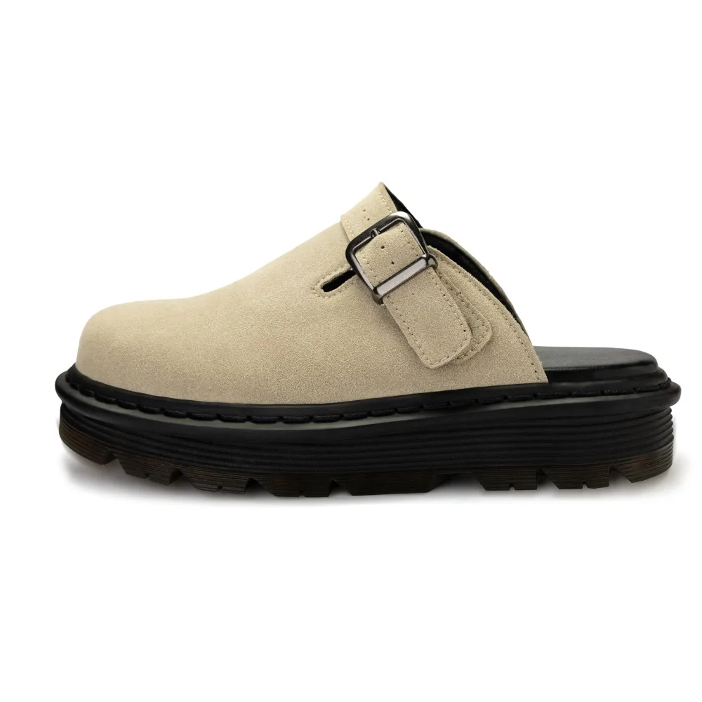 Outdoor Sandals Women Men Genuine Cow Leather Roud Toe Back Belt Strap Buckle Sewing Sole Ladies Shoes Handemade British Retro