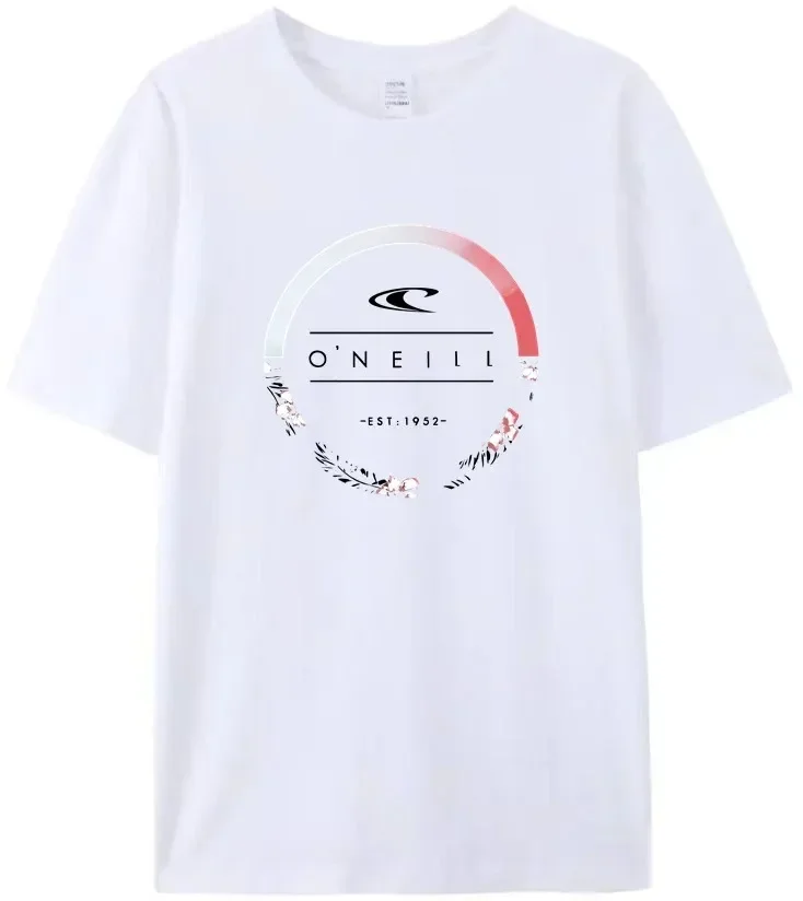 

2025 New Trendy Brand Beach Men's Summer Hot Sale Men's Curled Oneill Pure Cotton T Shirt Round Garland Logo Top Quality Tees
