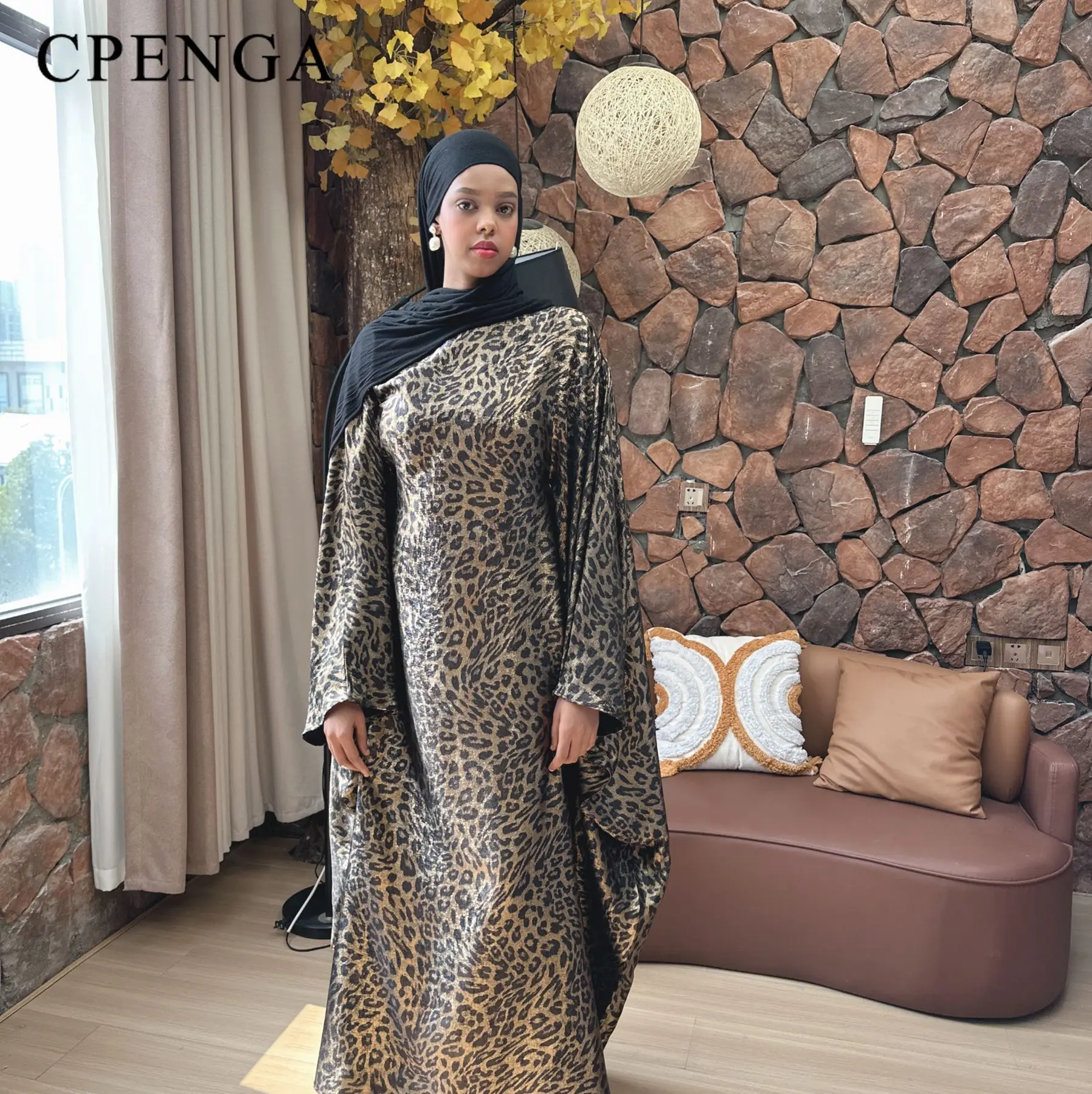 

2025 Luxury Dubai Abaya Dress for Women Eid Arabic Femme Slim Leopard Print Robe Islamic Moroccan Kaftan Fashion Turkey Gown