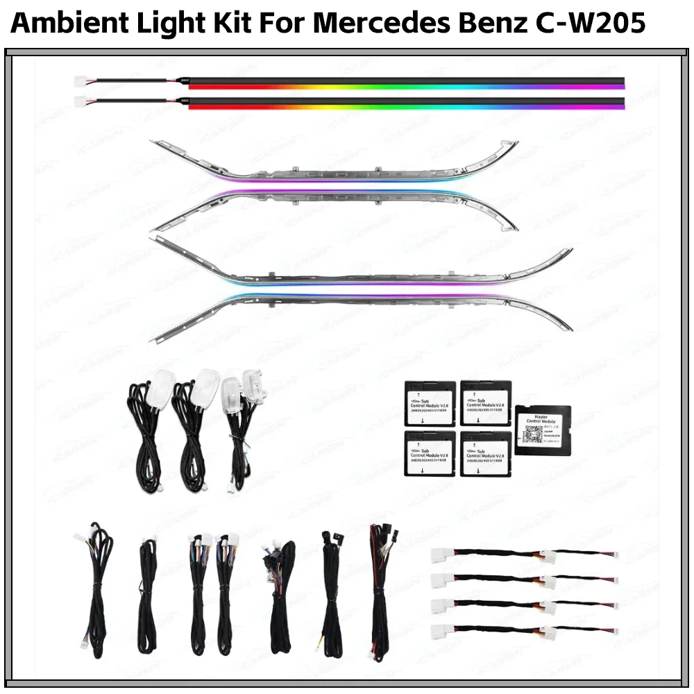 

256 Colors LED Symphony Strip Dashboard Trim Car Ambient Lighting for Mercedes Benz C Class W205 GLC X253 2015-2021 Accessories