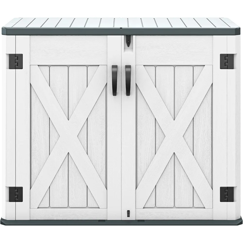 

Outdoor Storage Shed, Weather-Resistant Resin, 35 Cu Ft Capacity, Horizontal Design, X-Shaped Lockable Door, Suitable for Bike,
